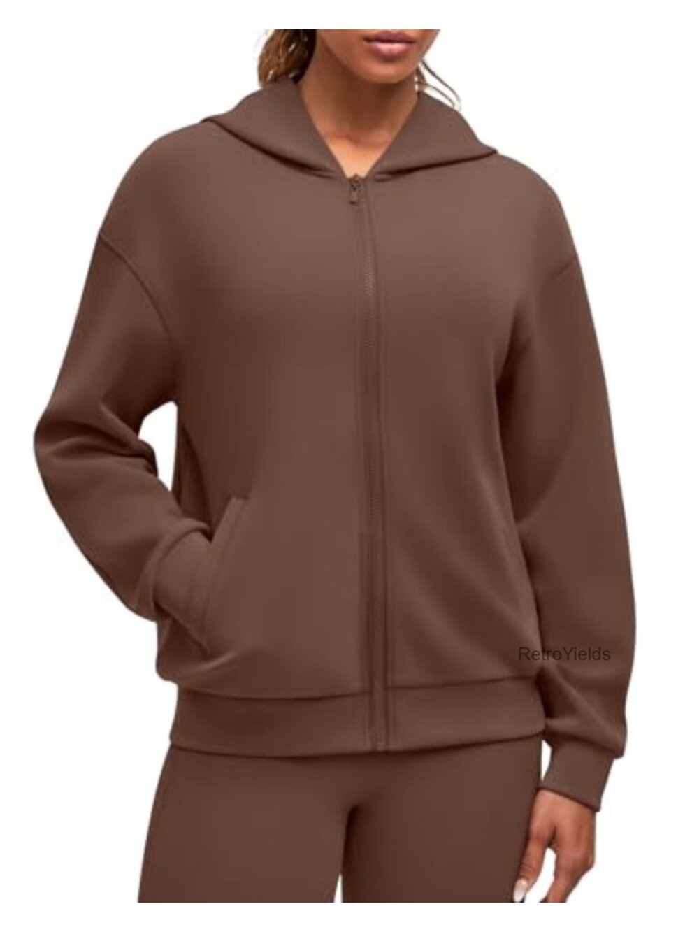 Women's Full Zip Hoodie with Pockets - Soft Modal Blend, Loose Fit